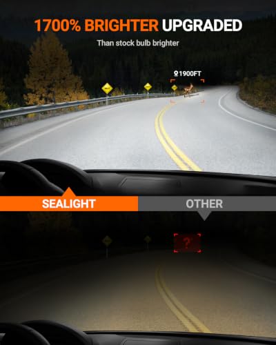 Image of SEALIGHT H4 Bulbs, 90,000LM 14X Brightness, 6500K White, IP68 Waterproof, 500% Heat Dissipation, 80,000H Lifespan, Plug and Play, 2 Pack