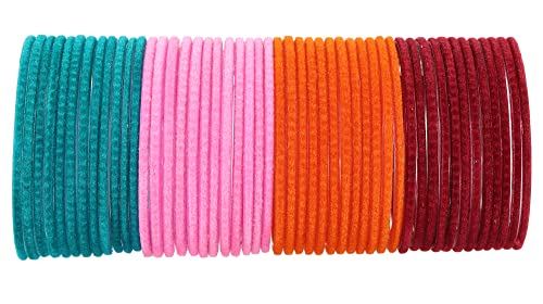 Image of NMII Glass with Plain and Glossy Finished Bangle Set For Women and Girls