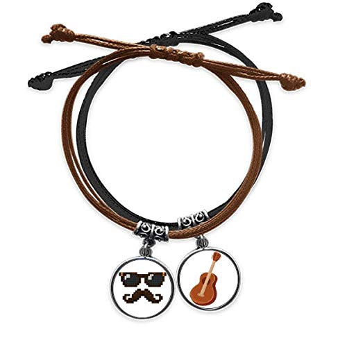 Pulsera cuerda mano barba hombre y abalorio guitarra retro