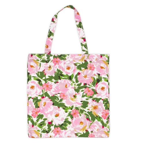 kate spade new york Canvas Tote Bag for Women, Cute Tote Bag, Canvas Beach Bag, Book Tote with Pocket (Hidden Garden)