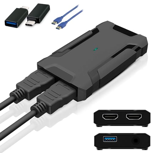 VodLog, Capturadora de Video portatil, Captura Video sin PC, USB 3.0 4K Pass-Through, 1080P 60FPS Negro