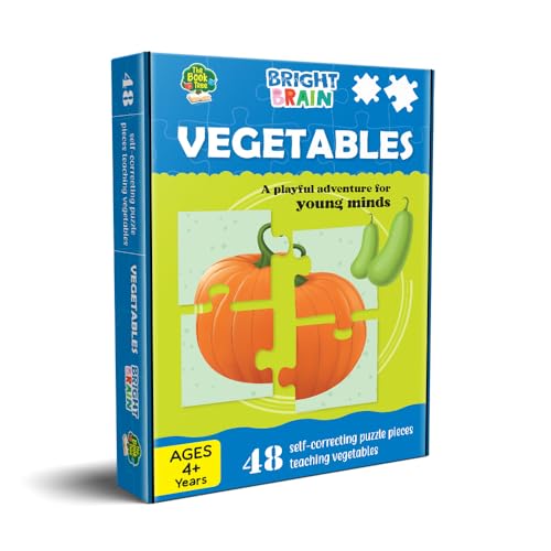 Image of The Book Tree Bright Brain Vegetables 48 Piece Jigsaw Puzzle for Preschoolers, Educational Toy for Learning Animals Family Food, Gifts for Kids Ages 3 to 6 by Majestic Book Club