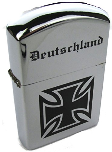 Briquet argent avec croix et inscription 'Allemagne' en chrome poli