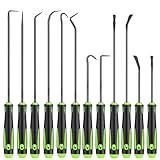 Tnuynoy 12 PCS Precision Pick and Hook Tools Set, Long and Short Pick Tool Set for Car Auto Oil Seal/O-Ring Seal Gasket Removal, Hooks Puller Remover with Non-Slip Grip, Automotive Mechanic Tools