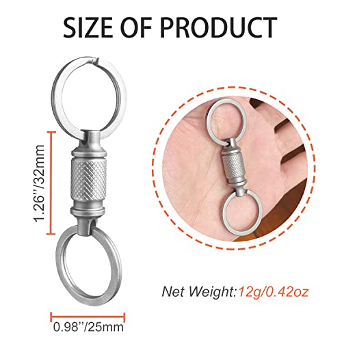 Autuveen Titanium Quick Release Keychain,Detachable Key Ring Quick Release Pull Apart Keychain With 25Mm Titanium Key Ring,Key Holder Clip Accessory For Bag/Purse/Belt #TOP1