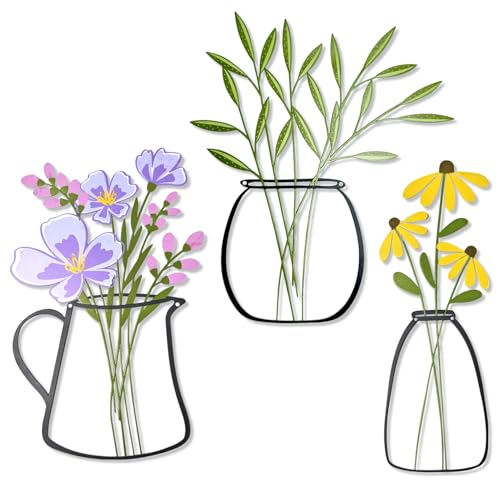 3 pezzi di decorazioni murali con fiori in metallo, Decorazioni murali con fiori in metallo - Decorazioni rustiche per il soggiorno il bagno la camera da letto la sala da pranzo - Regali per la casa