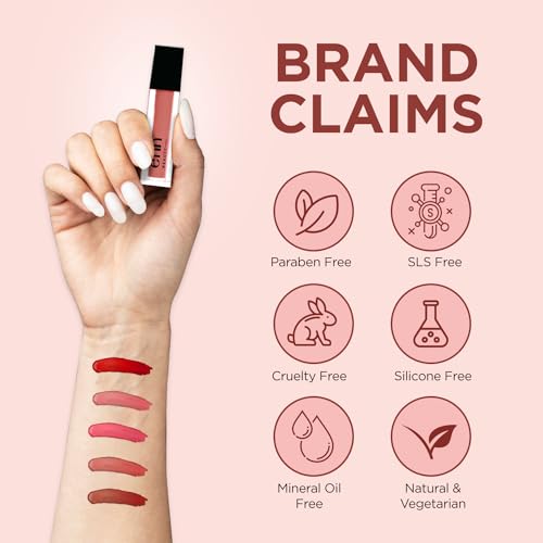 Image of ENN Beauty Semi Matte Liquid Lipstick 1.5ml Enriched with Ghee,Vitamin E & Rosemary For 12 H Long Lasting,Waterproof,Non Transfer Smudge Proof Liquid Lipstick For Women - Peach Punch
