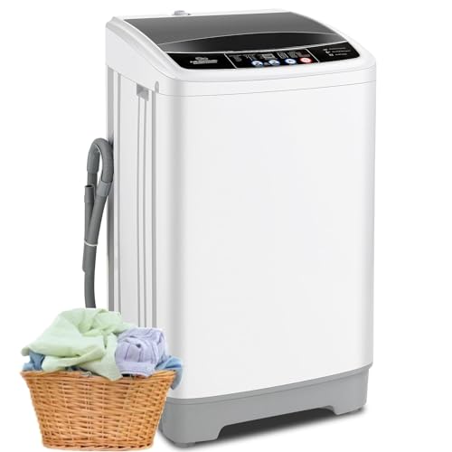 Nictemaw Portable Washing Machine 17.8 Lbs Capacity Portable Washer with Drain Pump, 2.4 Cu.ft Compact Laundry Washer with 10 Programs & 8 Water Levels, LED Display, Ideal for Apartment, Home, RV