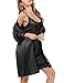 Sykooria Bata Kimono Mujer, 2 Piezas Seda Satén Corto Kimono Bata Pijama Vestido de Encaje Conjunto de Lencería Albornoz Vestido de Dama de Honor de Camisón