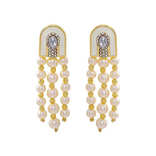 Gehena Kundan & Pearl Drop Traditional Earrings