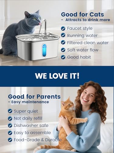 Petlipo Stainless-Steel Cat Water Fountain 85oz with 6-Layer Filtration — view 8