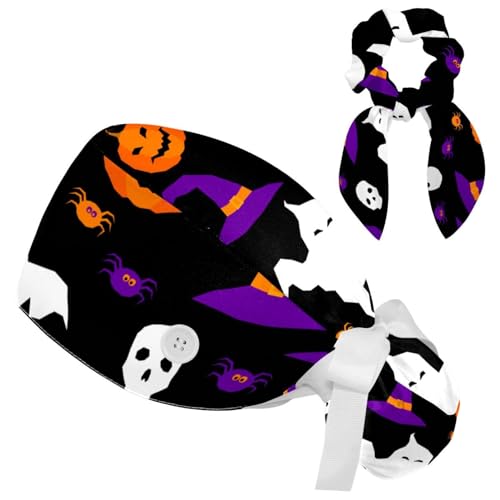 Vcedizo Working Cap with Button Sweatband, Funny Halloween Things Surgical Surgery Hats Ponytail Holder