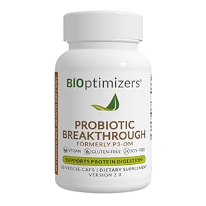 BiOptimizers Probiotic Breakthrough – Lactobacillus Plantarum OM Probiotics & Prebiotics Health Supplement for Gut, Digestive & Immune Support Probiotics for Women Men Elderly– 30 Vegan Capsules