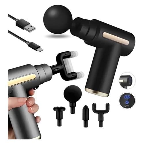 Massageador Elétrico Profissional para Alívio Muscular – Pistola de Massagem Recarregável com 4 Pont