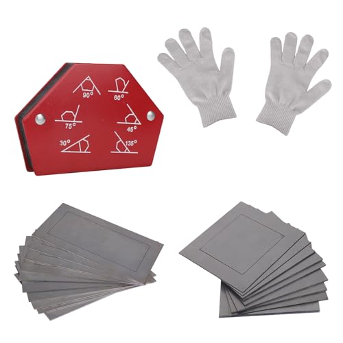 40pcs Welding Practice Kit, 11 Gauge Mild Steel Welding Coupons Projects Accessories Tools for Beginners Starter Supplies Kit with Gloves & Magnets Compatible with MIG TIG Stick Arc Gas