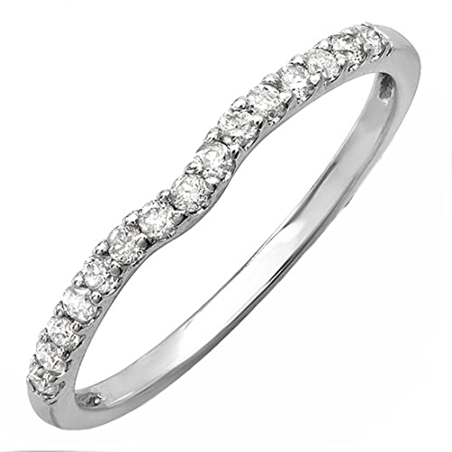 Dazzlingrock Collection 0.25 Carat Round White Diamond Contour Guard Curve Wedding Band for Women in 14K Solid Gold