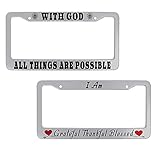Christian License Plate Frame Religious with God All Things are Possible Car Tag Frame I am Grateful