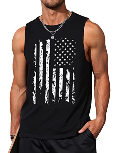 Mens Graphic Tank Tops Sleeveless Muscle Shirts Beach Hawaiian Coconut Tree Patriotic Tank Tops