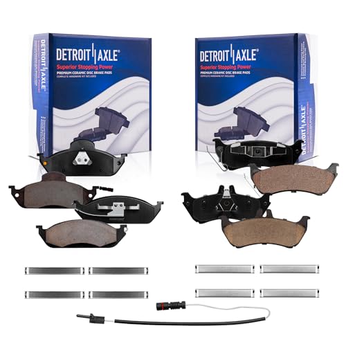 Image of Detroit Axle - Brake Pads for 1998-2003 Mercedes-Benz ML320, 2003-2005 ML350, 1999 ML430, Ceramic Brake Pads w /Hardware Front and Rear Replacement