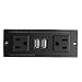 Recessed Power Strip, Black Desktop Power Grommet Socket with Surge Protector, 2 AC Outlets & 2 USB Ports for Conference Desk, Kitchen, Office, Home, Hotel (6.56 ft) (Middle-Black)