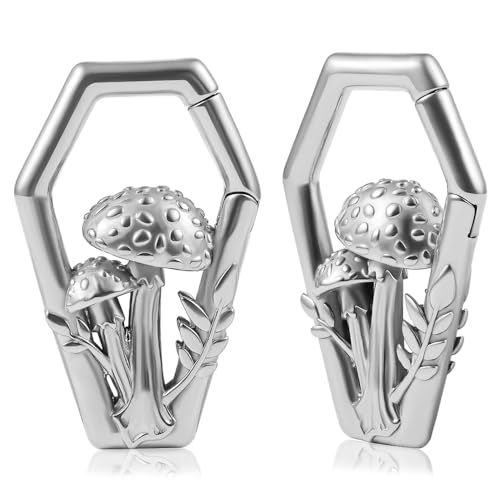 DOEARKO 2PCS Ear Gauges Stainless Steel Mushroom Ear Weights For Stretched Ears lobes Ear Plugs Fashion Piercing Body Jewelry (Silver 4mm(6G))