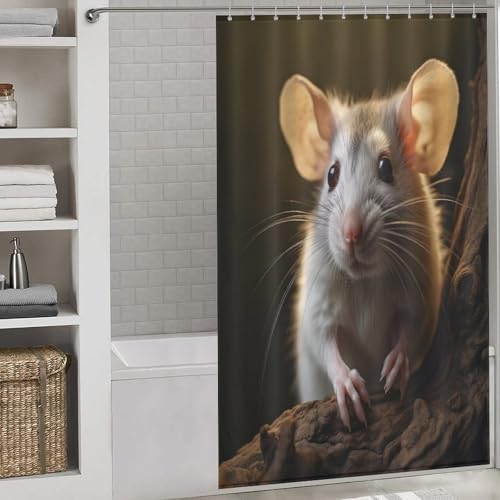 Rideau de douche souris anti-éclaboussures en polyester lavable 140x183cm