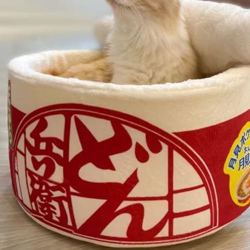 Tente d'hiver pour chat et petit chien coussin en peluche motif nouilles - 3