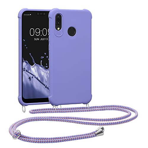 kwmobile Carcasa Colgante Compatible con Huawei P20 Lite Funda con Cuerda - Funda con Correa Colgante Ajustable - Lila Mate