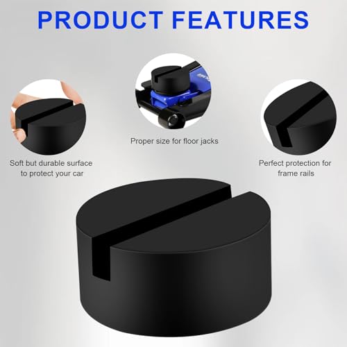 Image of Rubber Jack Pad,2PCS Universal Jack Pad Adapter,Rubber Slotted Frame Rail Pinch Welds Protector, Strong Jack Stand Accessories for for Cars