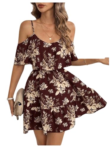 SOLY HUX - SOLY HUX Women's Summer Floral Mini Dress Cold Shoulder Ruffle Dresses - Best Deal on Amazon