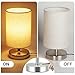 DAMORON Touch Bedside Lamp, LED Modern Nightstand Lamp, Fabric Shade, Table Lamps for Bedroom, Table Lamp for Bedroom and Living Room, LED Bulb Included