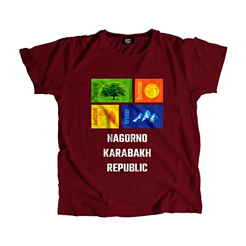 T-shirt Haut-Karabakh pour homme et femme bordeaux imprimé quatre saisons en coton confortable