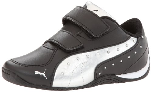 PUMA Unisex-Child Drift Cat 5 Glamm D Hook and Loop K-K, Black Silver/Calypso Coral, 13.5 M US Little Kid