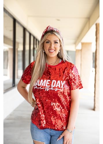 Game Day Sequin Headband Football Team Spirit Red White Sequins Knotted Headband Football Mom Outfit Accessories Gift3