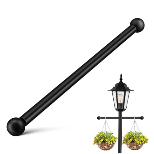 NUOBESTY Brazo de farolillo de metal para postes de patio, accesorios para postes de farolillos con cabezales de bola, brazo de cruce para farolillos exteriores, repuesto para brazo de farolillo