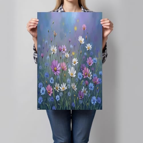 Toile murale grand format pour habiller un mur vide de salon avec un paysage rural coloré