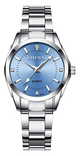 Women\'s Blue Stainless Steel Fashion Quartz Analog Waterproof Dress Wrist Watch Amazon.com: CHRONOS Women main image 3