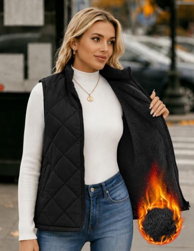 Zeagoo Women Puffer Vest Sleeveless Quilted Jacket Black Coat Fall Clothes — view 2