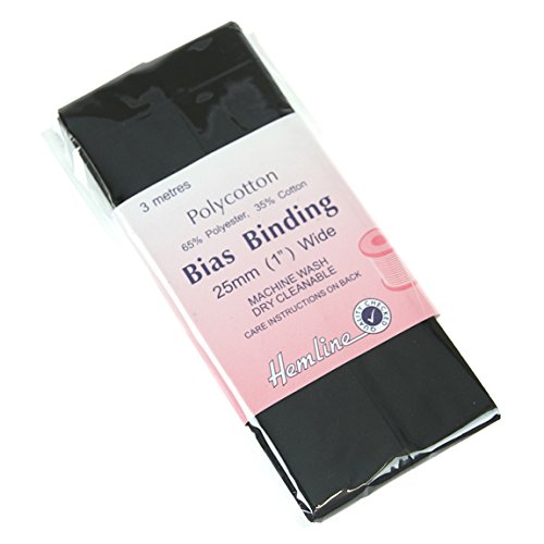 Hemline Polycotton Bias Binding - Black
