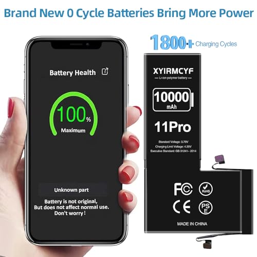 Xyirmcyf 10000Mah Super Capacity Battery Compatible With Iphone 11 Pro, 0 Cycle Li-Polymer Replacement Battery For Iphone 11 Pro thumb #3