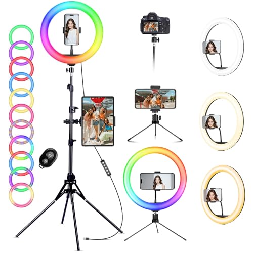 KOSCHEAL 12 RGB Ring Light with Stand and iPad Holder
