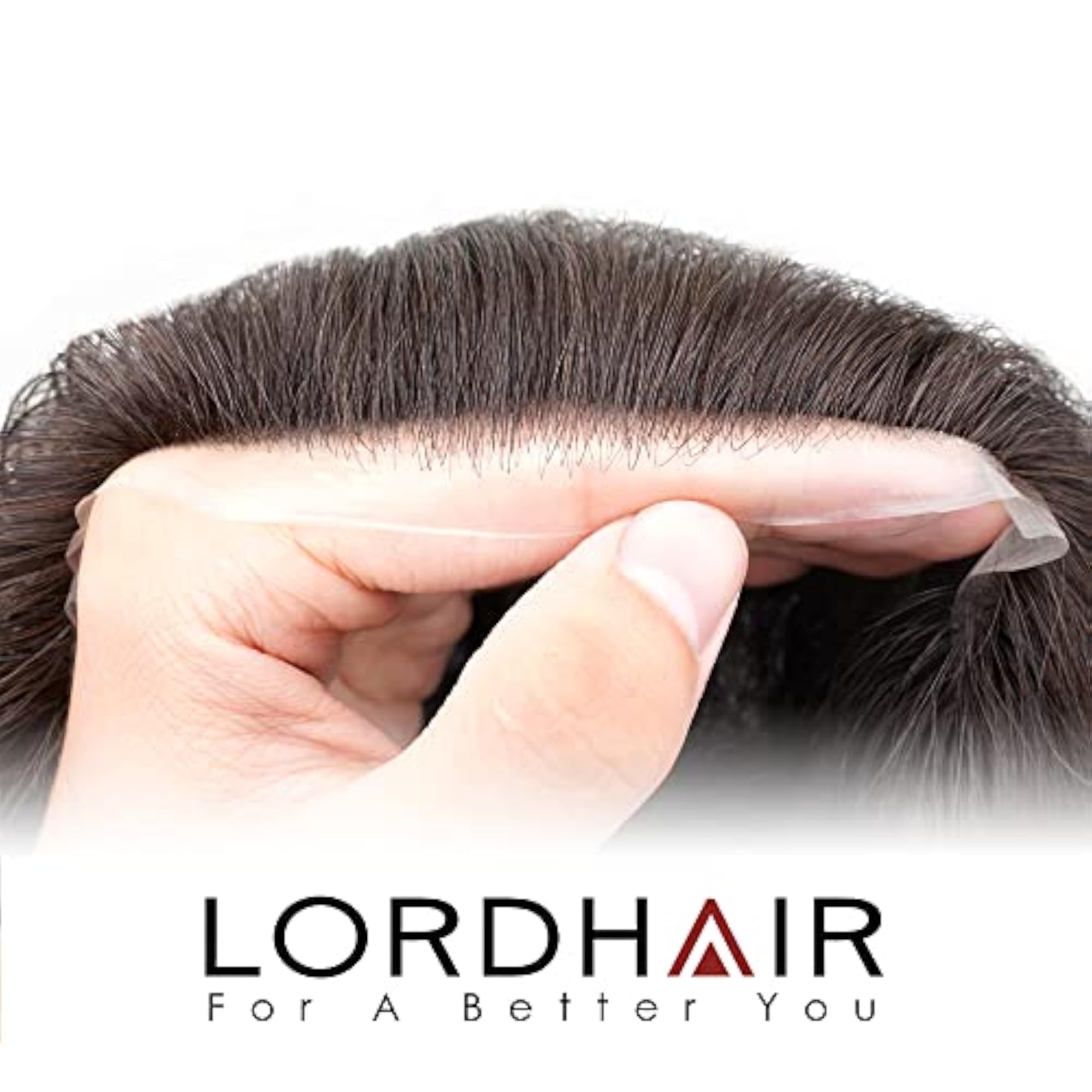 Men's Super Thin Skin Toupee, Off Black Color