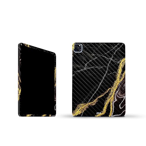Image of MightySkins Carbon Fiber Skin Compatible with Apple iPad Pro 11 inch M2 4th Gen (2022) Full Wrap Kit - Black Marble Glitter | Protective, Durable Textured Carbon Fiber Finish | Made in The USA