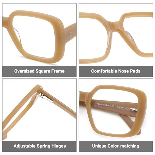Image of Zeelool Oversized Square Blue Light Blocking Glasses for Women Men JGA962156-04B Yellow
