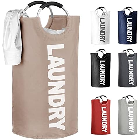 IHOMAGIC 90L Wäschekorb Mit Griffen, Zusammenklappbare Wäschesammler, Freistehend Faltbare Wäschekörbe Schmutziger Wäschesäcke Zur Aufbewahrung Cover