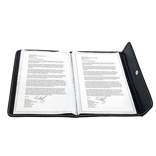 Image of ANG Multipurpose A4 Document Folder - PU Leather File Organizer with 40 Transparent Sleeves | Sleek, Durable & Professional | Ideal for Office, School & Personal Use - Black