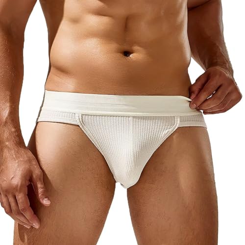 Mens Ribbed Bikini Underwear Low Rise Stretch Briefs Soft Cotton Pouch Panties Underpants