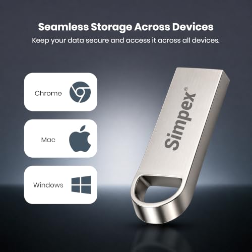 Image of Simpex (32GB 2.0V) Metal Body 32GB USB 2.0 Flash Drive,High Speed Read & Write Pen Drive, X-Ray & Temperature Resistant, Compatible with Windows & Mac OS
