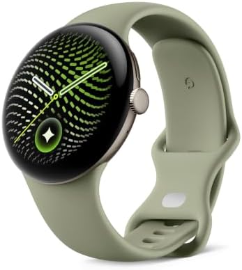 Google Pixel Watch 5 (45 mm) - Smartwatch - Pyrite Case/Olive Band, Wi-Fi | Mit gewölbtem Display, umfassendem Gesundheits- und Fitness-Tracking und Unterstützung von Gemini