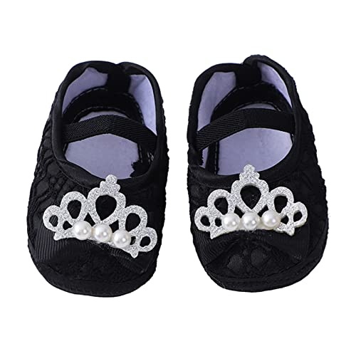 Baby Shoes Fashion Soft Sole Toddler Shoes Pearl Dress Flower Princess Shoes Toddler Shoes Gold Toddler Shoes (Black, 4 Infant)2